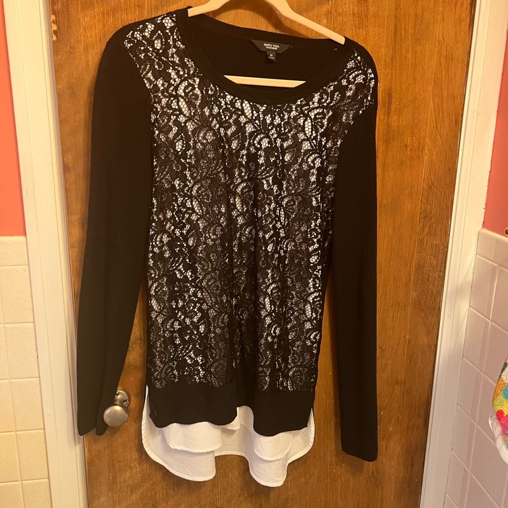 Vera Wang overlay lace sweater Medium